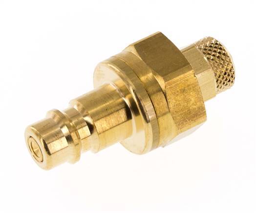Brass DN 7.2 (Euro) Air Coupling Plug 4x6 mm Union Nut Double Shut-Off