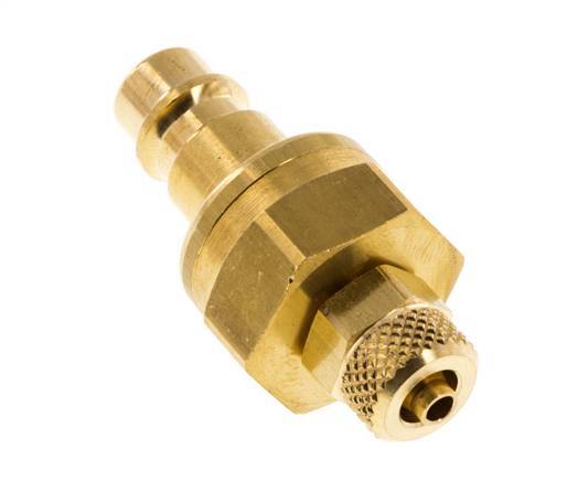 Brass DN 7.2 (Euro) Air Coupling Plug 4x6 mm Union Nut Double Shut-Off