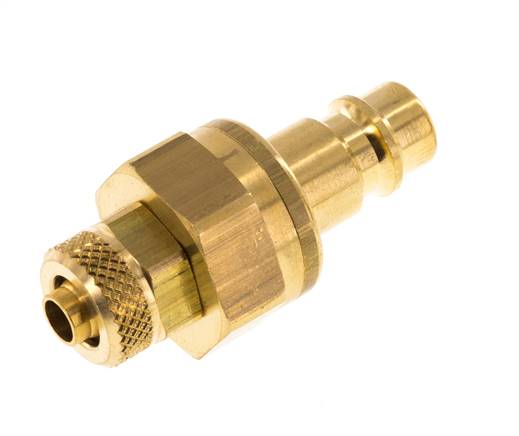 Brass DN 7.2 (Euro) Air Coupling Plug 6x8 mm Union Nut Double Shut-Off