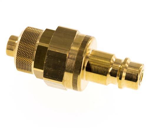 Brass DN 7.2 (Euro) Air Coupling Plug 8x10 mm Union Nut Double Shut-Off