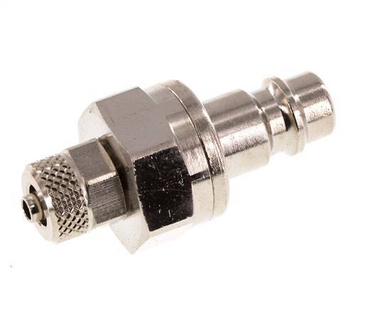 Nickel-plated Brass DN 7.2 (Euro) Air Coupling Plug 4x6 mm Union Nut Double Shut-Off