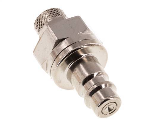 Nickel-plated Brass DN 7.2 (Euro) Air Coupling Plug 4x6 mm Union Nut Double Shut-Off