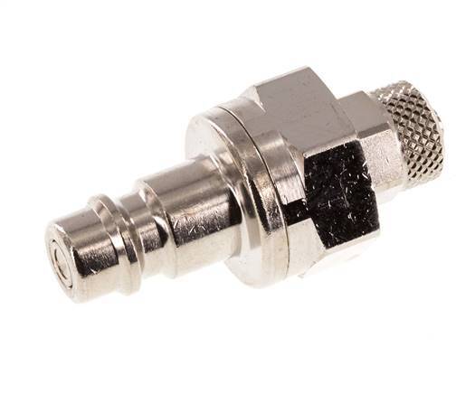 Nickel-plated Brass DN 7.2 (Euro) Air Coupling Plug 4x6 mm Union Nut Double Shut-Off