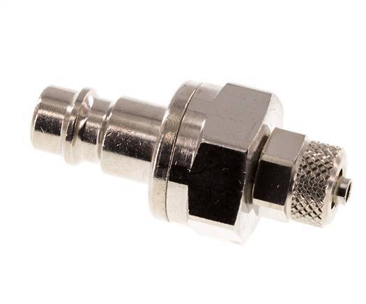 Nickel-plated Brass DN 7.2 (Euro) Air Coupling Plug 4x6 mm Union Nut Double Shut-Off