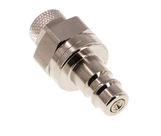 Nickel-plated Brass DN 7.2 (Euro) Air Coupling Plug 6x8 mm Union Nut Double Shut-Off