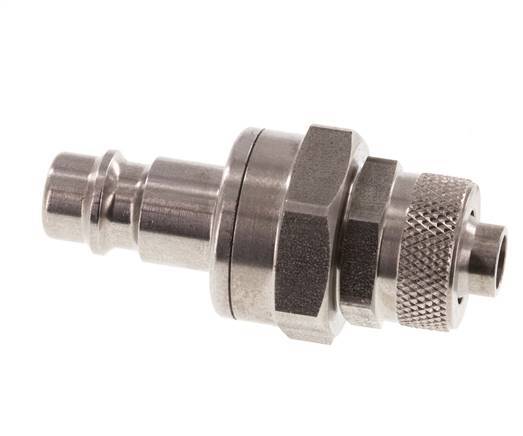 Stainless steel DN 7.2 (Euro) Air Coupling Plug 8x10 mm Union Nut Double Shut-Off