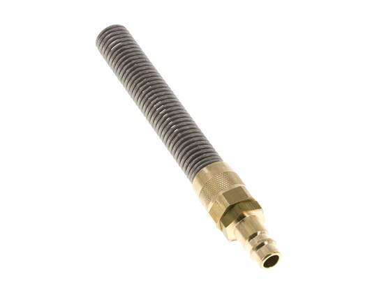 Brass DN 7.2 (Euro) Air Coupling Plug 6x8 mm Union Nut Bend-Protect with Check Valve