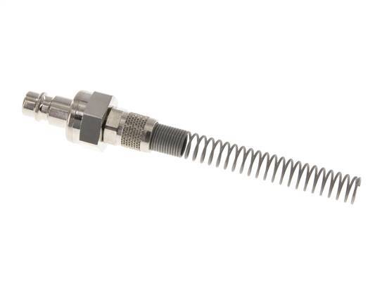 Nickel-plated Brass DN 7.2 (Euro) Air Coupling Plug 6x8 mm Union Nut Bend-Protect Double Shut-Off