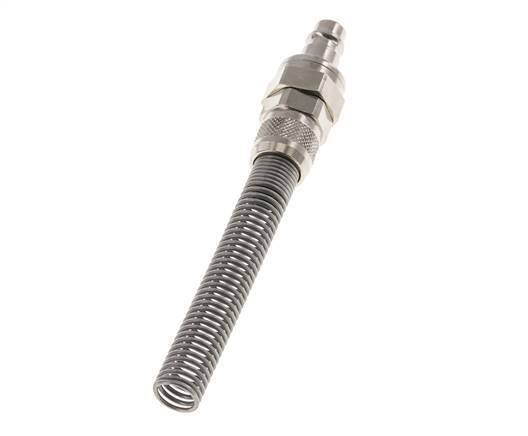 Nickel-plated Brass DN 7.2 (Euro) Air Coupling Plug 8x10 mm Union Nut Bend-Protect Double Shut-Off