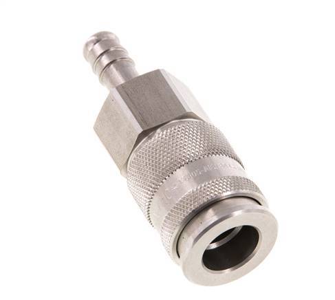 Stainless steel DN 10 Air Coupling Socket 9 mm Hose Pillar Double Shut-Off