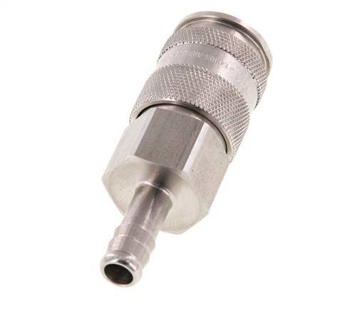 Stainless steel DN 10 Air Coupling Socket 9 mm Hose Pillar Double Shut-Off