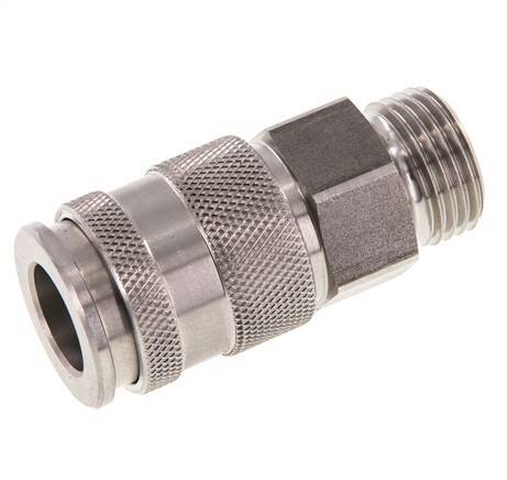 Stainless steel DN 10 Air Coupling Socket G 1/2 inch Male Double Shut-Off