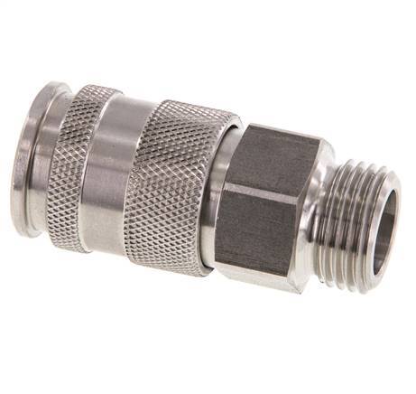 Stainless steel DN 10 Air Coupling Socket G 1/2 inch Male Double Shut-Off