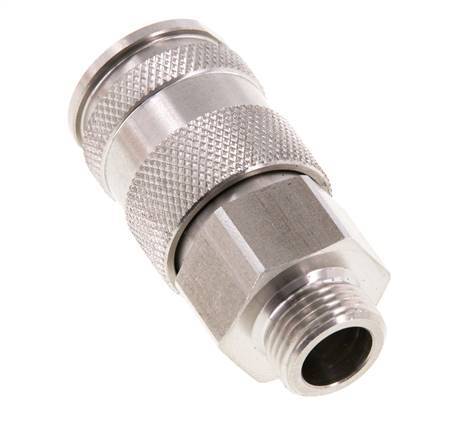 Stainless steel DN 10 Air Coupling Socket G 3/8 inch Male Double Shut-Off