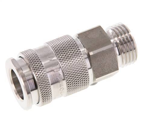 Stainless Steel 316L DN 10 Air Coupling Socket G 1/2 inch Male Double Shut-Off