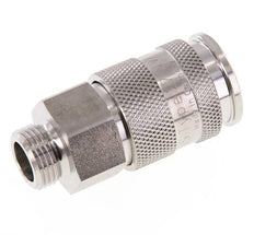 Stainless Steel 316L DN 10 Air Coupling Socket G 3/8 inch Male Double Shut-Off