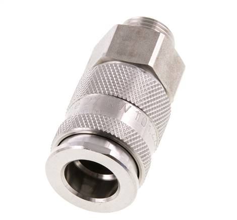 Stainless Steel 316L DN 10 Air Coupling Socket G 3/8 inch Male Double Shut-Off