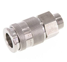 Stainless Steel 316L DN 10 Air Coupling Socket G 3/8 inch Male Double Shut-Off