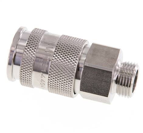 Stainless Steel 316L DN 10 Air Coupling Socket G 3/8 inch Male Double Shut-Off