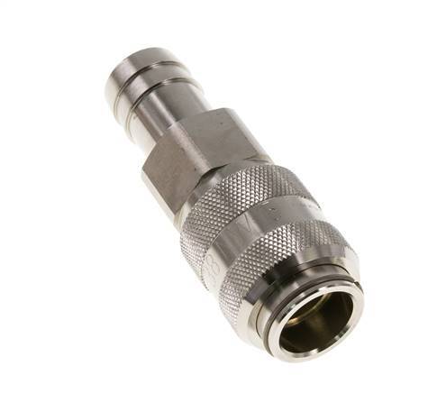 Nickel-plated Brass DN 15 Air Coupling Socket 25 mm Hose Pillar Double Shut-Off