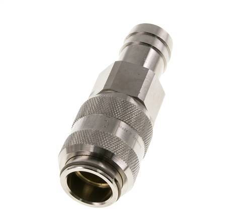 Nickel-plated Brass DN 15 Air Coupling Socket 25 mm Hose Pillar Double Shut-Off