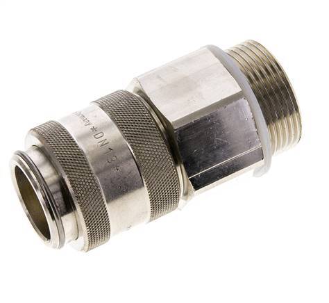Nickel-plated Brass DN 19 Air Coupling Socket G 1 1/4 inch Male Double Shut-Off
