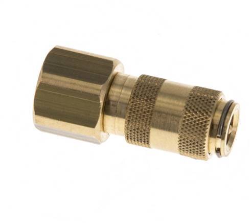 Brass DN 2.7 (Micro) Air Coupling Socket G 1/8 inch Female Double Shut-Off