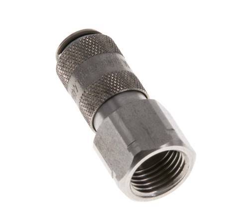 Stainless Steel 316L DN 2.7 (Micro) Air Coupling Socket G 1/8 inch Female Double Shut-Off
