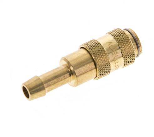 Brass DN 2.7 (Micro) Air Coupling Socket 5 mm Hose Pillar Double Shut-Off