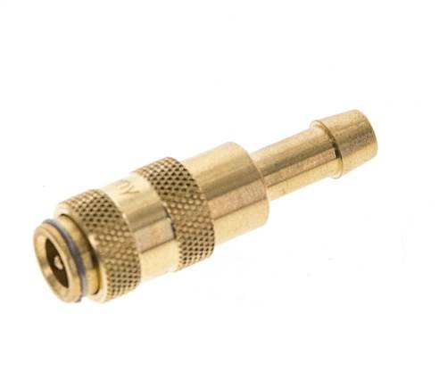 Brass DN 2.7 (Micro) Air Coupling Socket 5 mm Hose Pillar Double Shut-Off