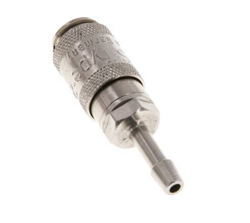Nickel-plated Brass DN 2.7 (Micro) Air Coupling Socket 3 mm Hose Pillar Double Shut-Off