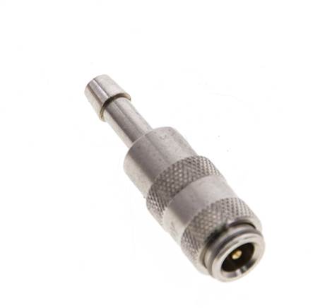 Nickel-plated Brass DN 2.7 (Micro) Air Coupling Socket 4 mm Hose Pillar Double Shut-Off