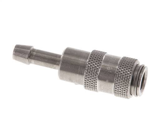 Stainless steel DN 2.7 (Micro) Air Coupling Socket 4 mm Hose Pillar Double Shut-Off