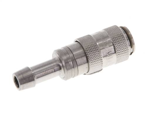 Stainless Steel 316L DN 2.7 (Micro) Air Coupling Socket 4 mm Hose Pillar Double Shut-Off