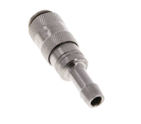Stainless Steel 316L DN 2.7 (Micro) Air Coupling Socket 4 mm Hose Pillar Double Shut-Off
