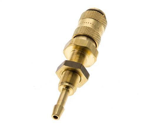 Brass DN 2.7 (Micro) Air Coupling Socket 3 mm Hose Pillar Bulkhead
