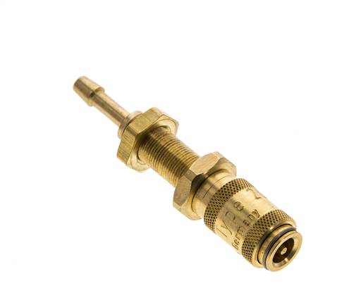 Brass DN 2.7 (Micro) Air Coupling Socket 3 mm Hose Pillar Bulkhead Double Shut-Off