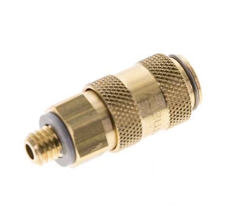 Brass DN 2.7 (Micro) Air Coupling Socket M5 Male Double Shut-Off