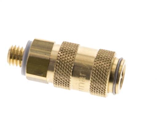 Brass DN 2.7 (Micro) Air Coupling Socket M5 Male Double Shut-Off