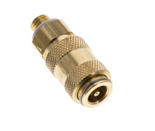 Brass DN 2.7 (Micro) Air Coupling Socket M5 Male Double Shut-Off