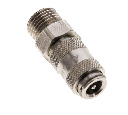 Nickel-plated Brass DN 2.7 (Micro) Air Coupling Socket G 1/8 inch Male Double Shut-Off