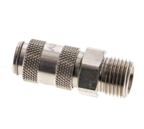 Nickel-plated Brass DN 2.7 (Micro) Air Coupling Socket G 1/8 inch Male Double Shut-Off