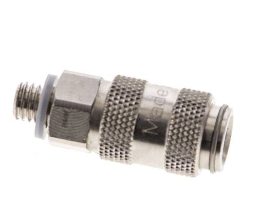 Nickel-plated Brass DN 2.7 (Micro) Air Coupling Socket M5 Male Double Shut-Off