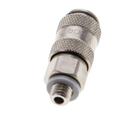 Nickel-plated Brass DN 2.7 (Micro) Air Coupling Socket M5 Male Double Shut-Off