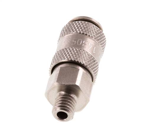 Stainless steel DN 2.7 (Micro) Air Coupling Socket G 1/8 inch Male Double Shut-Off