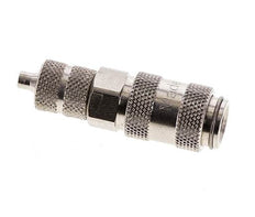 Nickel-plated Brass DN 2.7 (Micro) Air Coupling Socket 3x4.3 mm Union Nut Double Shut-Off