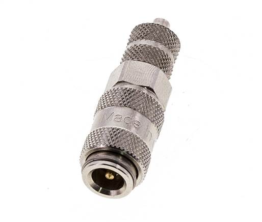 Nickel-plated Brass DN 2.7 (Micro) Air Coupling Socket 3x4.3 mm Union Nut Double Shut-Off