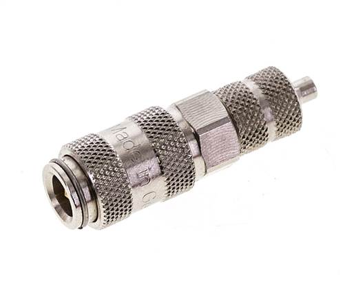 Nickel-plated Brass DN 2.7 (Micro) Air Coupling Socket 3x4.3 mm Union Nut Double Shut-Off