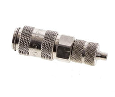 Nickel-plated Brass DN 2.7 (Micro) Air Coupling Socket 3x4.3 mm Union Nut Double Shut-Off