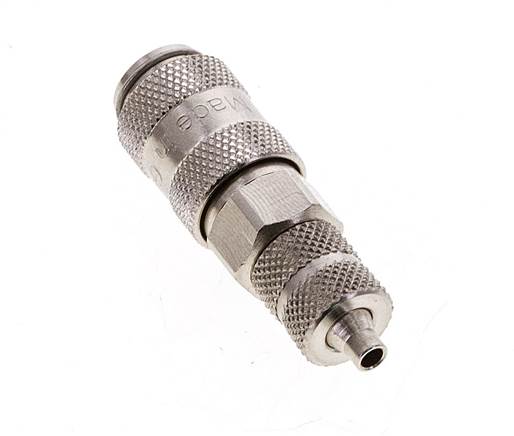 Nickel-plated Brass DN 2.7 (Micro) Air Coupling Socket 3x4.3 mm Union Nut Double Shut-Off
